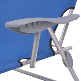 vidaXL Sun Lounger with Canopy Steel Blue