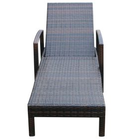 vidaXL Sun Lounger with Cushion Poly Rattan Brown