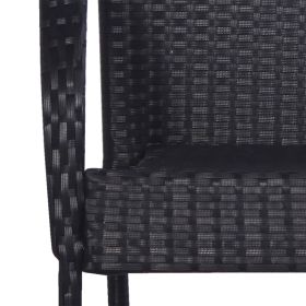 vidaXL Stackable Outdoor Chairs 2 pcs Poly Rattan Black