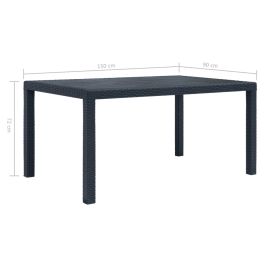 vidaXL Patio Table Anthracite 59"x35.4"x28.3" Plastic Rattan Look