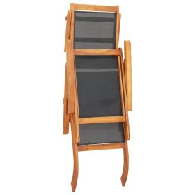 vidaXL Outdoor Deck Chair Solid Acacia Wood and Textilene