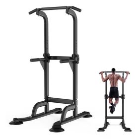 Power Tower Workout Dip Station Pull Up Bar, Height Adjustable Multi-Function Dip Stand for Home Gym Strength Training Fitness Equipment